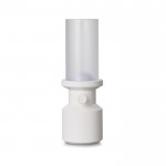 Lámpara de mesa portátil reciclada con batería recargable y regulador color blanco