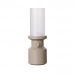 Lámpara de mesa portátil reciclada con batería recargable y regulador color beige