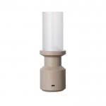 Lámpara de mesa portátil reciclada con batería recargable y regulador color beige tercera vista