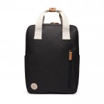 Mochila de viaje ecológica con compartimento lateral para botella color negro segunda vista
