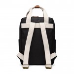 Mochila de viaje ecológica con compartimento lateral para botella color negro tercera vista