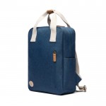 Mochila de viaje ecológica con compartimento lateral para botella color azul