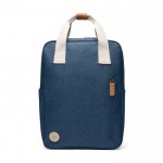 Mochila de viaje ecológica con compartimento lateral para botella color azul segunda vista