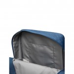 Mochila de viaje ecológica con compartimento lateral para botella color azul quinta vista