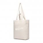 Bolsa con cremallera de lona reciclada con un peso de 400 g/m2 color blanco roto vista con logo