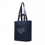 Bolsa con cremallera de lona reciclada con un peso de 400 g/m2 color azul marino vista con logo