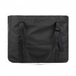 Bolsa max de poliéster reciclado con bolsillos internos y externos color negro segunda vista