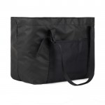 Bolsa max de poliéster reciclado con bolsillos internos y externos color negro tercera vista