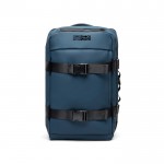 Mochila explorer ecológica con correa de viaje para PC 15,6” color azul marino vista con logo
