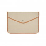 Funda para portátil de lona reciclada con bordes de color 14” color beige