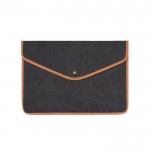 Funda para portátil de lona reciclada con bordes de color 16” color negro