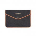Funda para portátil de lona reciclada con bordes de color 16” color negro vista con logo