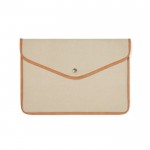 Funda para portátil de lona reciclada con bordes de color 16” color beige