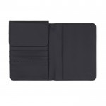 Funda de pasaporte y tarjetas de cuero sintético con protección RFID color negro segunda vista