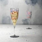 Copa para champán promocional de color transparente vista bodegón
