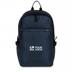 Mochila para portátil RPET con bolsillos y asa acolchada 15” color azul marino vista de impresión