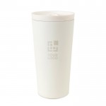 Vaso térmico de acero reciclado con aislamiento al vacío 500ml color blanco vista de impresión