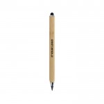 Bolígrafo de bambú triangular con puntero táctil y tinta infinita color marrón vista de impresión