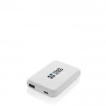 Powerbank inalámbrico magnético plástico reciclado 5.000 mAh color blanco vista de impresión