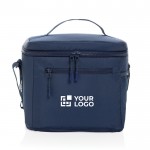 Nevera eco con asa superior resistente y correa de hombro 10L color azul marino vista de impresión