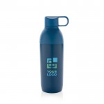 Botella térmica de acero inoxidable con tapa desmontable 540ml color azul vista de impresión