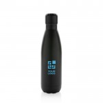 Botella de acero inoxidable reciclado para bebidas frías 500ml color negro vista de impresión
