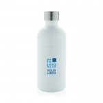 Botella de acero inoxidable reciclado con sistema antifugas 800ml color blanco vista de impresión