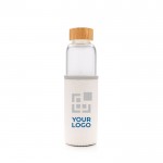 Botella de vidrio personalizada con funda vista principal