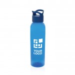 Botella de RPET ideal para el gimnasio con tapón de rosca 650ml color azul vista de impresión