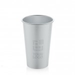 Vaso de aluminio reciclado con pared simple para bebidas 450ml color plateado vista de impresión