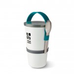Fiambrera tipo vaso de 2 recipientes herméticos Black+Blum 900ml color turquesa vista de impresión