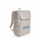 Mochila multiusos para fin de semana con espacio para PC 15,6” color beige vista de impresión