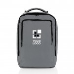 Mochila de RPET para viajar con capacidad para 19L y asa superior color gris vista de impresión