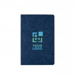 Cuaderno de fieltro de materiales reciclados A5 hojas a rayas color azul vista de impresión