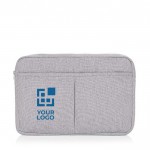 Funda para PC de algodón reciclado con bolsillos delanteros 15,6” color gris vista de impresión