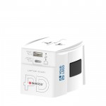 Adaptador de viaje mundial con 2 puertos y cable incluido Skross color blanco vista de impresión