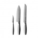 Set de cuchillos de cocina de acero inoxidable gama alta Boska color plateado brillante vista de impresión