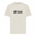 Camiseta de algodón reciclado unisex modern fit 220 g/m2 IQONIQ Nikko color beige vista de impresión