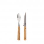 Set de cubiertos de acero inoxidable de 8 piezas para barbacoa color marrón vista de impresión