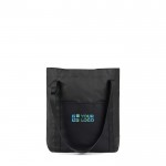 Bolsa tote ecológica con diseño elegante minimalista y asa color negro vista de impresión