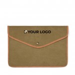 Funda para portátil de lona reciclada con bordes de color 14” color verde vista de impresión