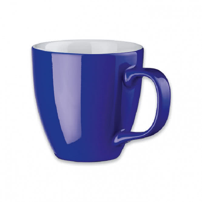 Taza cerámica serigrafiada con logo 460ml color azul real