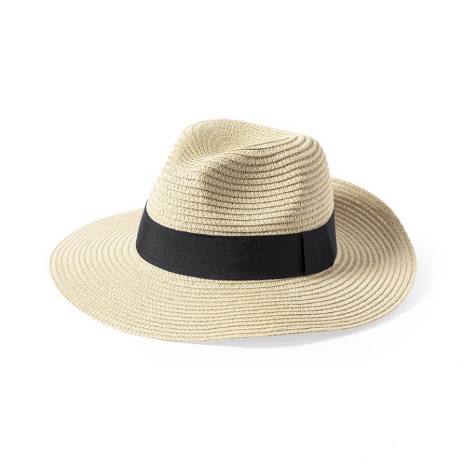 Sombrero de ala ancha con cinta color natural