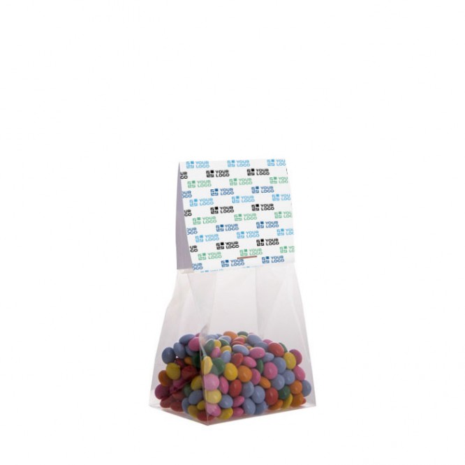 Bolsa de mini chocolates con cabecera personalizable 50g