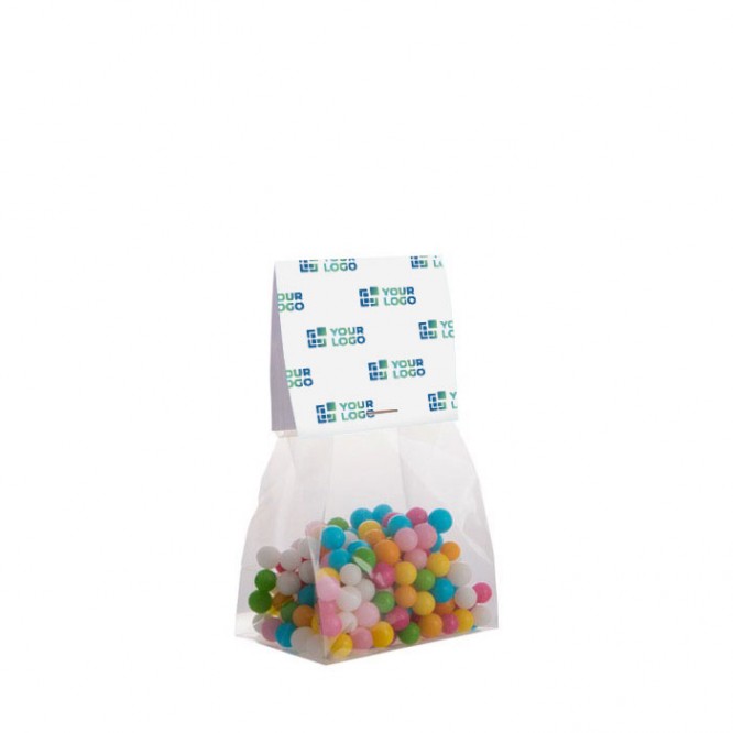 Bolsa de caramelos sabor fruta con cabecera personalizable 50g