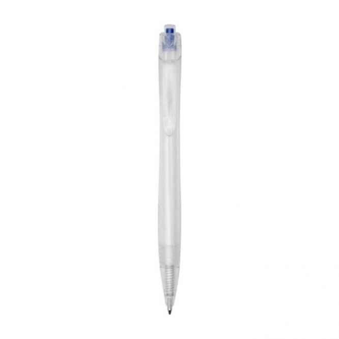 Bolígrafo reciclado transparente color azul real