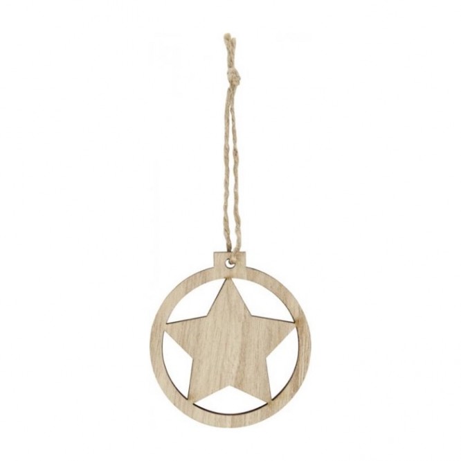 Adorno de madera con estrella