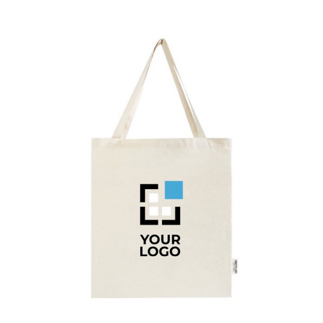 Bolsa de algodón reciclado para la compra con asas largas 140 g/m2