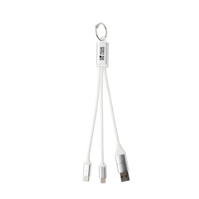 Cable de carga 4 en 1 de aluminio reciclado con llavero incluido