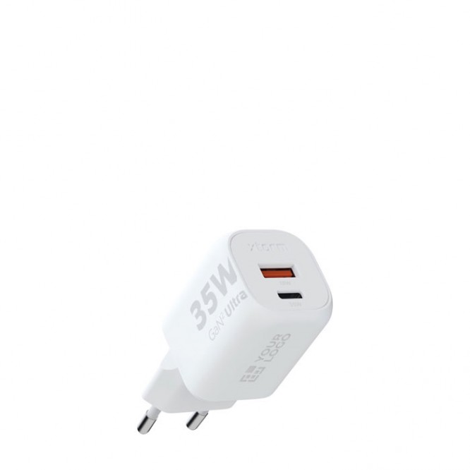 Enchufe cargador de plástico reciclado con 2 puertos 35W